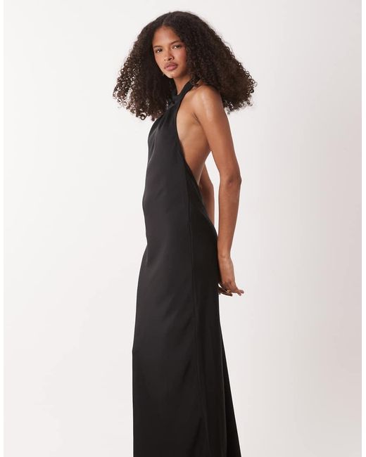 Jdy White Halter Neck Satin Maxi Dress