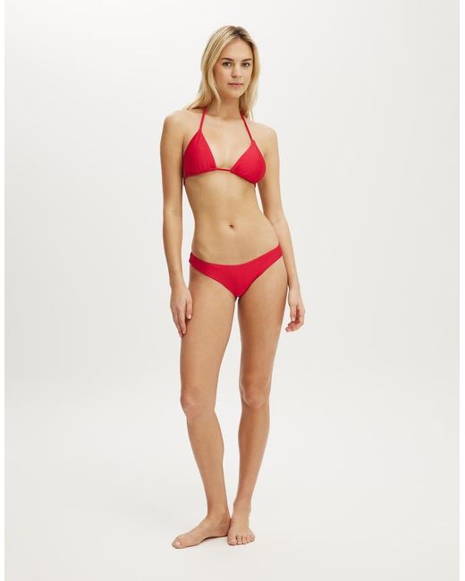 Cotton On Red Dip Front High Side Brazilian Bikini Bottom