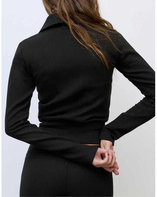 Pull&Bear Black High Neck Interlock Jacket