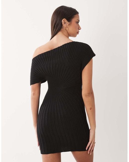 ASOS Black Knitted Cinched Pleated Mini Dress