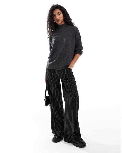 Vero Moda Hoogsluitende Oversized Top Van Jersey in het Black