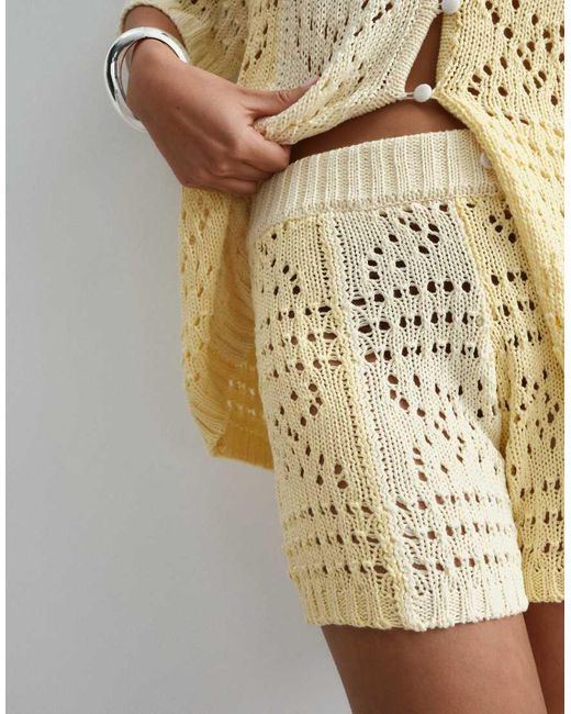 ARRANGE Natural Crochet Co-ord Shorts