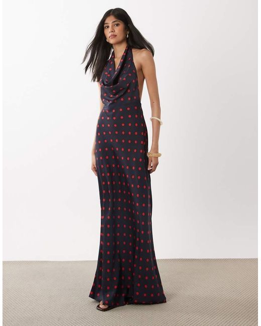 WeWoreWhat Blue Cowl Halter Maxi Dress
