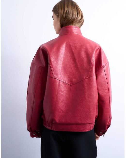 TOPSHOP Bomberjack Met Dubbele Voorkant Met Naad in het Red