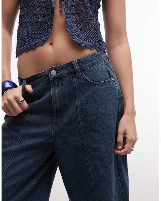 Noisy May Blue baggy Denim Shorts With Seam Detail