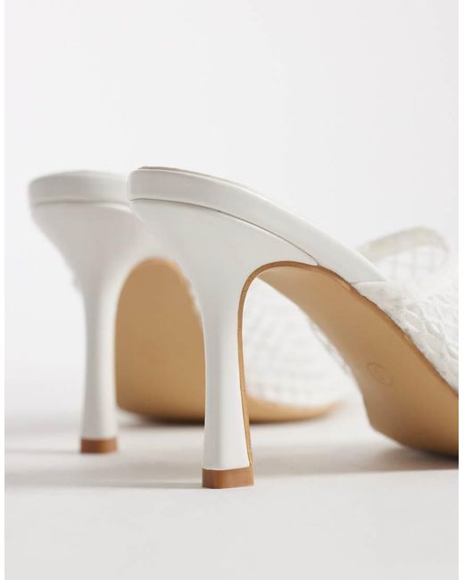 Public Desire White Ada Mesh Heeled Mules