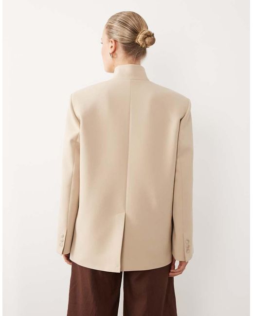 ASOS Natural Funnel Neck Wrap Blazer