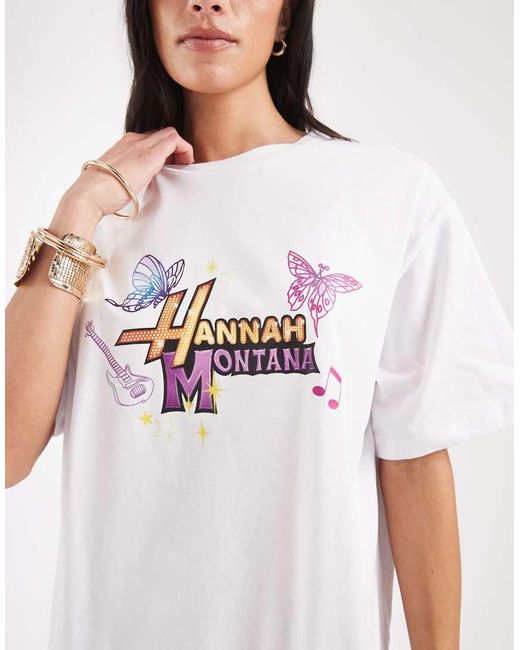 ASOS White Disney Oversized T-Shirt With Hannah Montana Print