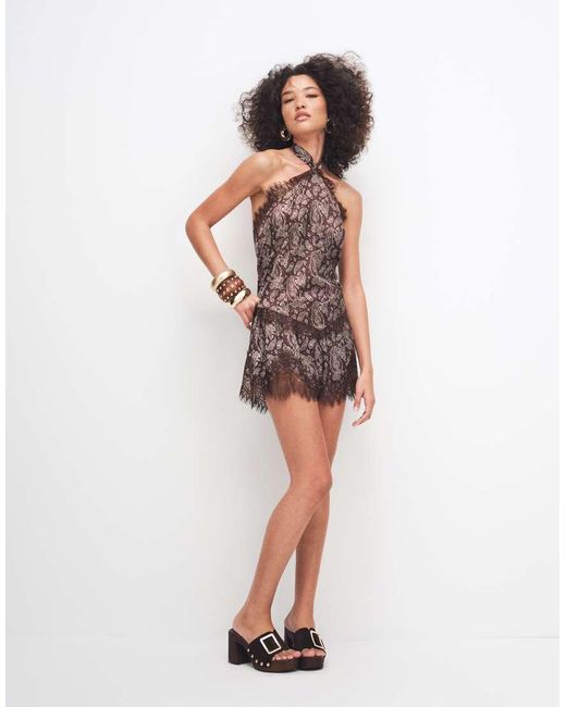 Noughts & Kisses White Satin Lace Detail Shorts Co-Ord