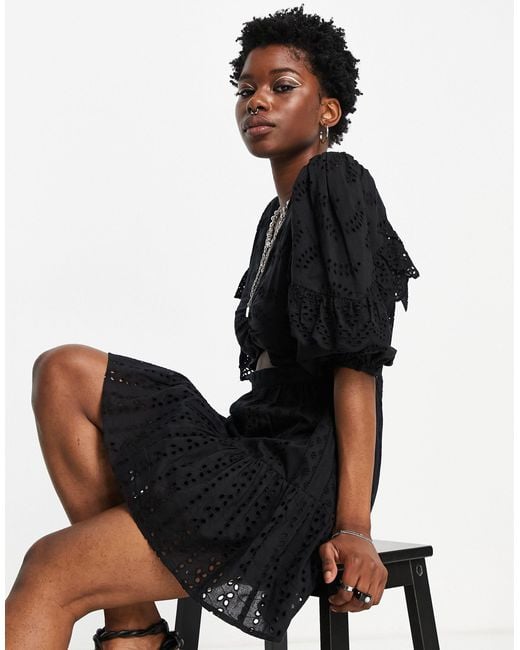 Topshop black broderie best sale dress