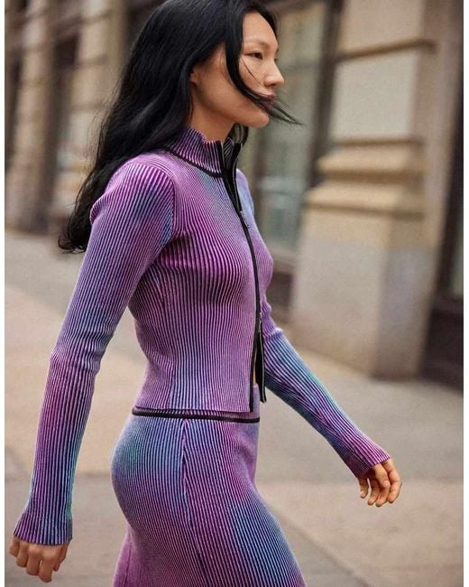 Desigual Purple Double-Zip Knit Jacket