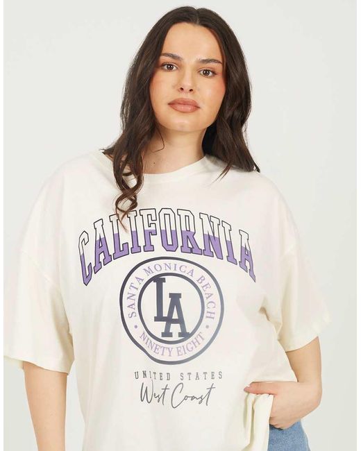 Brave Soul Natural Curve Graphic Print Oversized T-Shirt