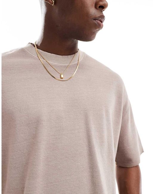 T-Shirt Lavorata A Nido D'Ape Grigia Slavato di Bershka in Gray da Uomo