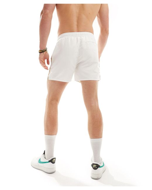 Another Influence White Swim Shorts With Taping for men