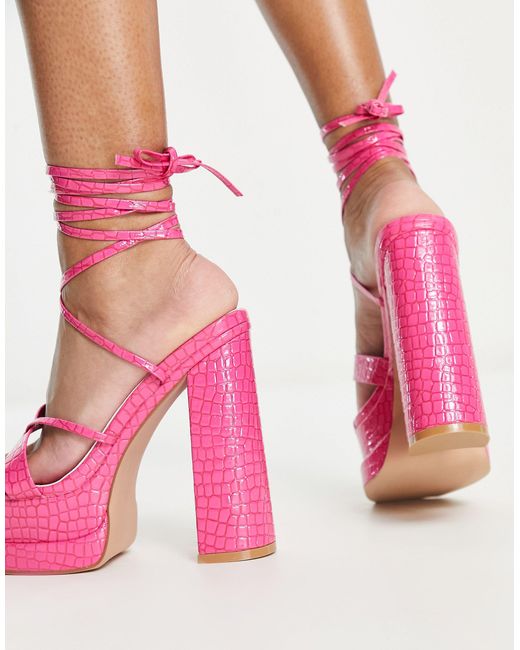 SIMMI Pink Simmi London Wide Fit Alanna Platform Heeled Sandals