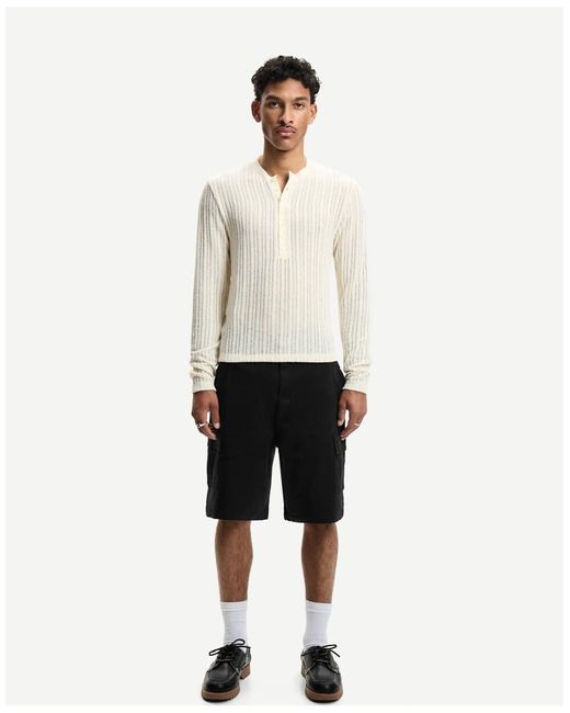 Pantaloncini Bermuda Stile Cargo Neri di Bershka in White da Uomo