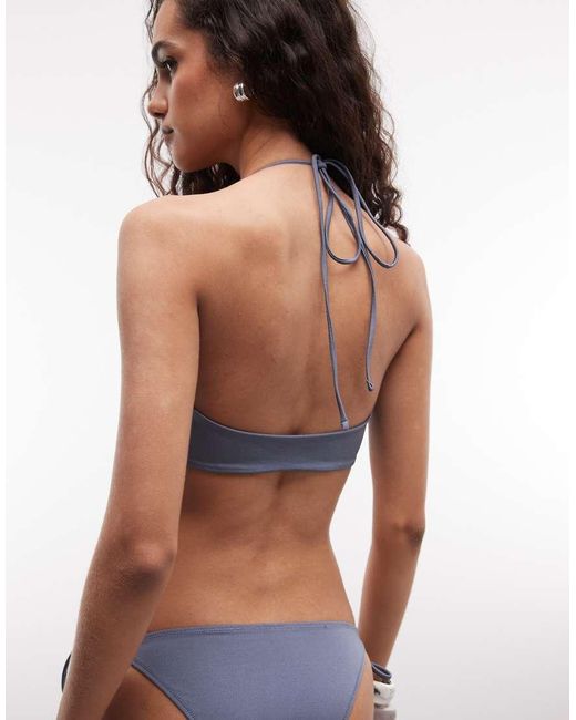 Weekday Blue Mix & Match Twist Front Triangle Bikini Top