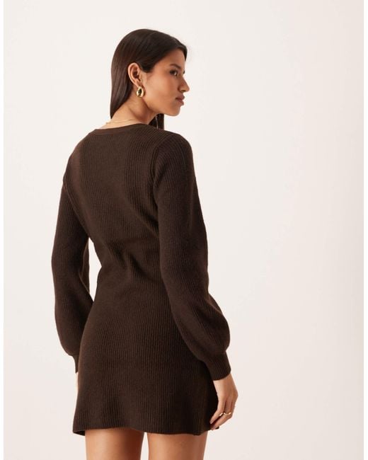 Aware Black Knitted Button Front Mini Dress