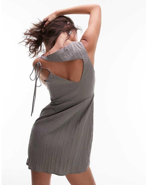 ASOS Purple Open Back Tucked Waist Detail Mini Dress