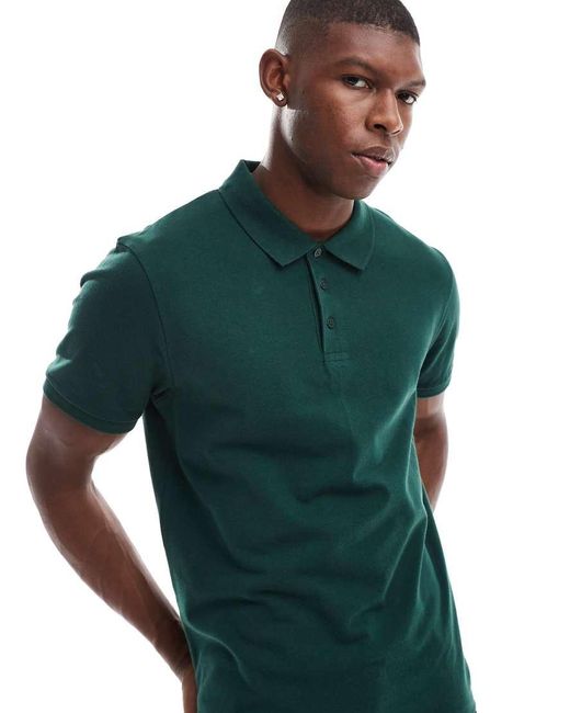 ASOS Green Pique Polo for men