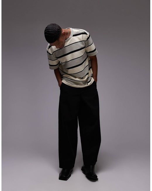 Topman Metallic Premium Oversized Fit Stripe T-shirt for men