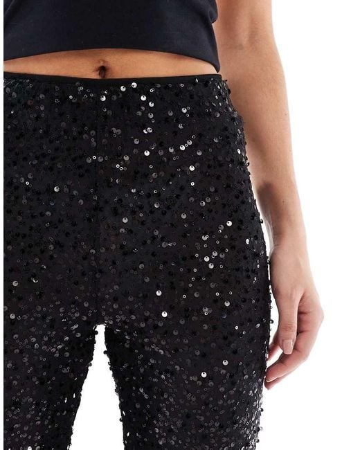 ASOS Blue wiggle Sequin Sheer Mesh Flare Pants