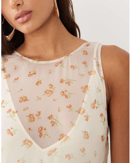 ASOS Natural Racer Neck Smock Maxi Dress