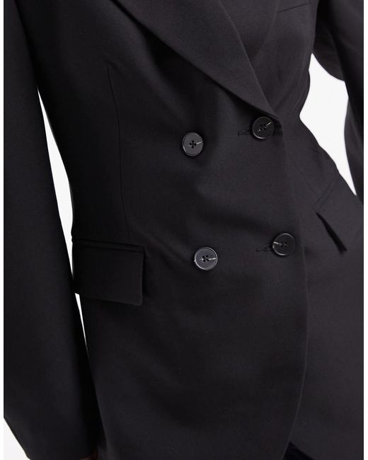 ASOS Blue Tailored Cocoon Sleeve Double Breasted Blazer