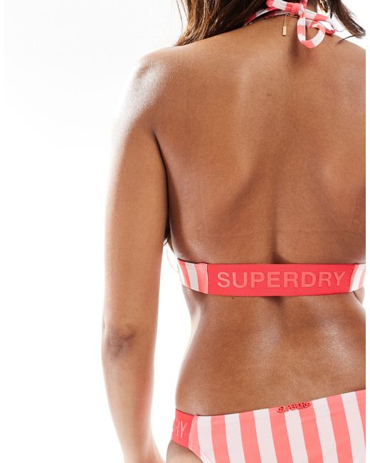 Superdry Red – stripe – triangel-bikinioberteil mit streifen