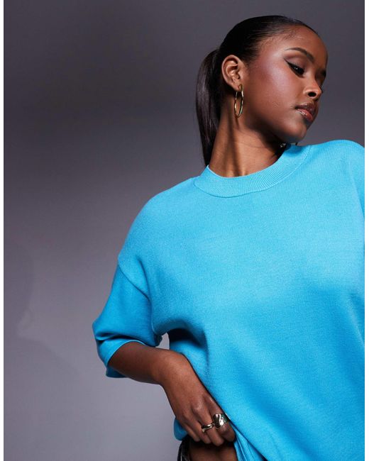 ASOS Blue – strukturiertes strick-t-shirt