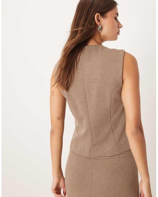 Mango Brown Luca High Neck Waistcoat Co-ord