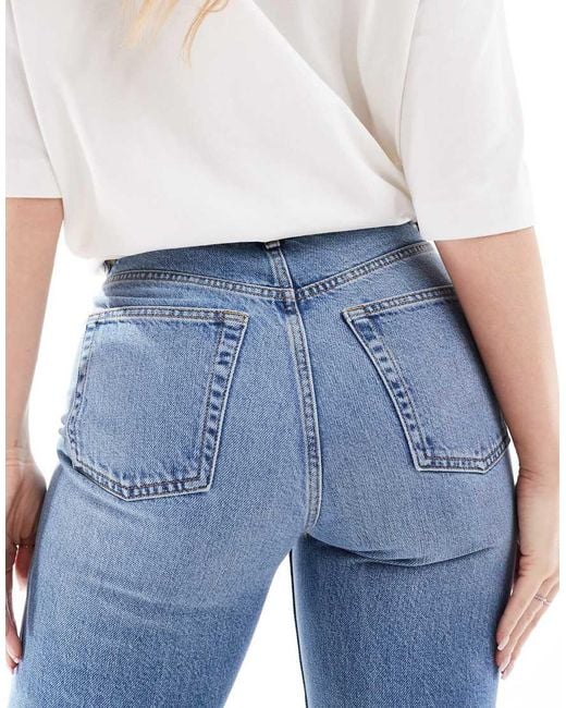 Topshop Hourglass Blue Kort High Rise Straight Jean