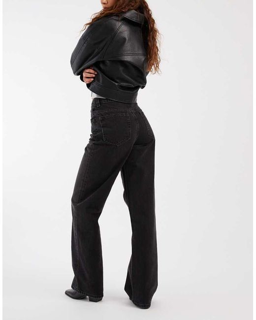 ASOS Dad Jeans Met Wijde Pijpen in het Black