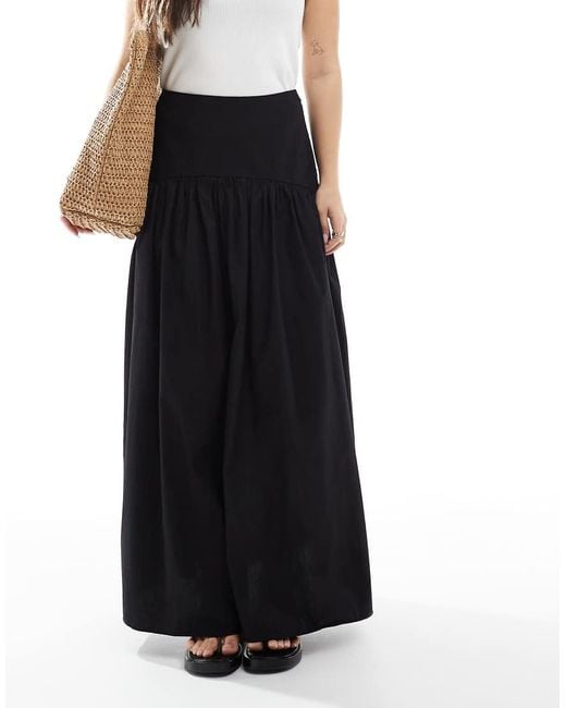 ASOS Maxi Rok Met Verlaagde Taille in het Black