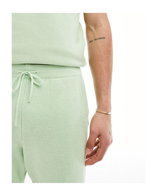 ASOS Green Midweight Knitted Cotton Shorts Co-ord for men