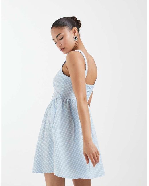 Vero Moda Blue Button Front Gingham Mini Dress