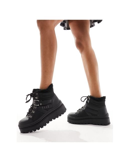 Elle Black Chunky Flatform Boots