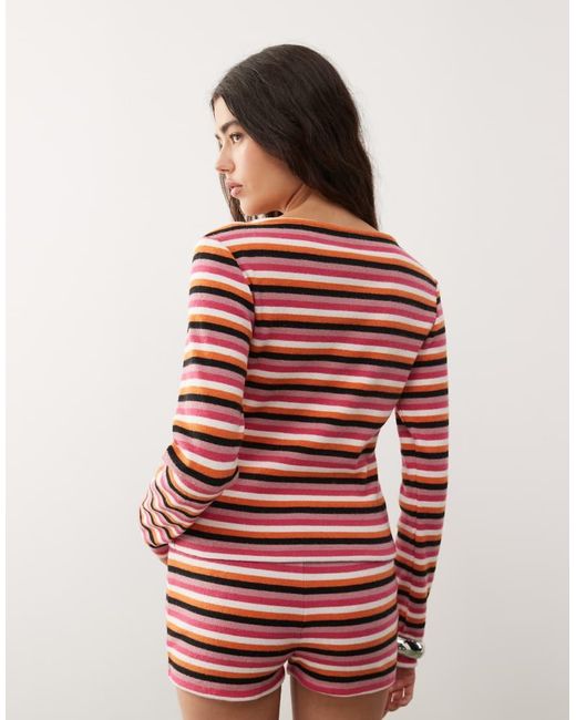 Reclaimed Vintage Red Long Sleeve Button Through Top