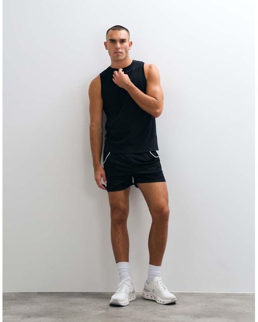 4505 Blue Lightweight Cotton Slub Tank for men