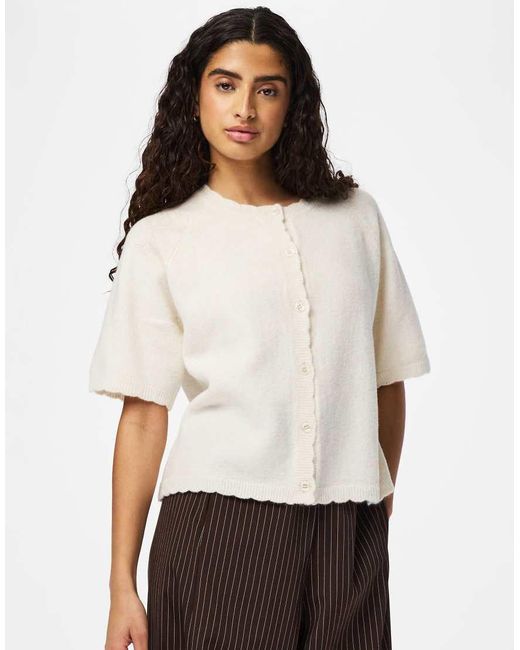 Pieces White Knitted Cardigan