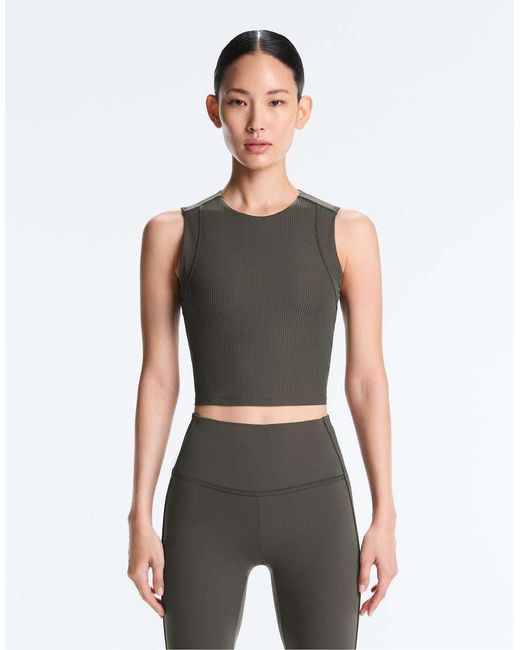 Oysho Green Sleeveless Rib Comfortlux Tank Top