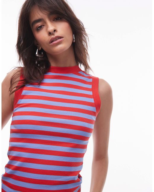 Débardeur ajusté à rayures TOPSHOP en coloris Red