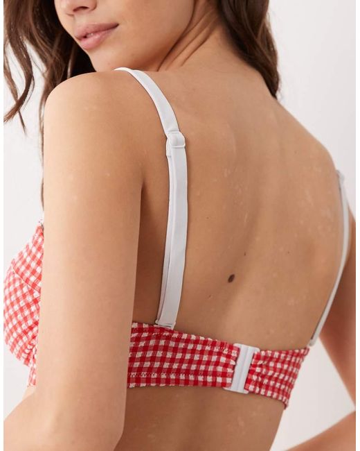 Peek & Beau Red Underwire Bikini Top With Bow Detail