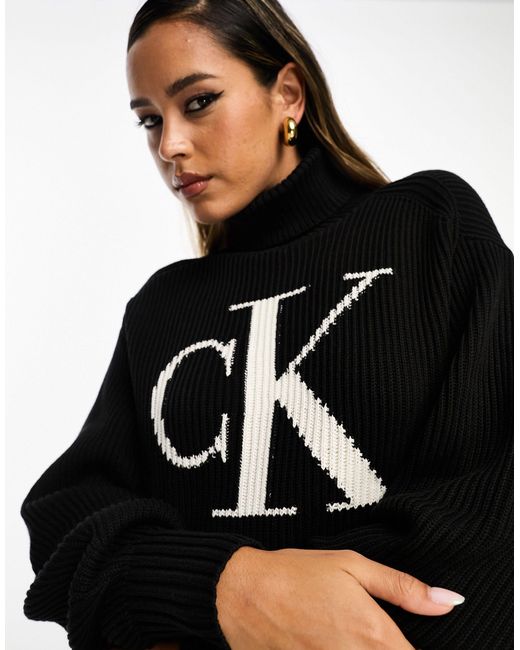 Calvin Klein Black Blown Up Loose Sweater