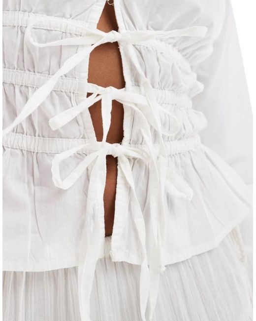 Miss Selfridge White Tie Front Poplin Shirt