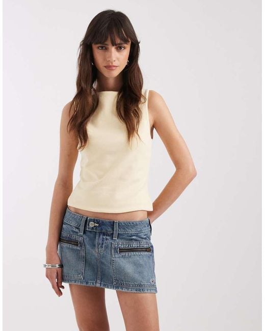 Hollister Blue Micro Mini Denim Skort
