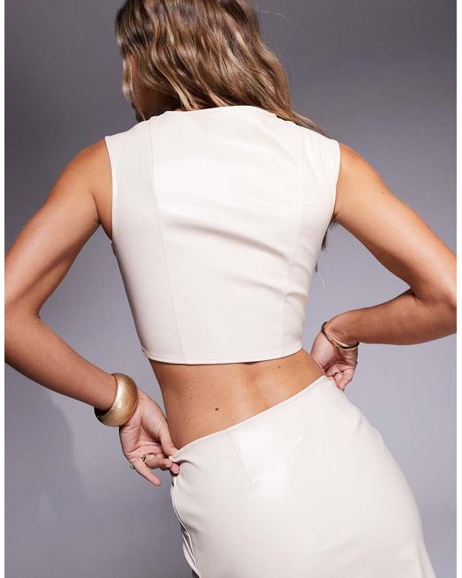 ASOS CoOrd Leather Look Knot Front Tank Top in White Lyst UK