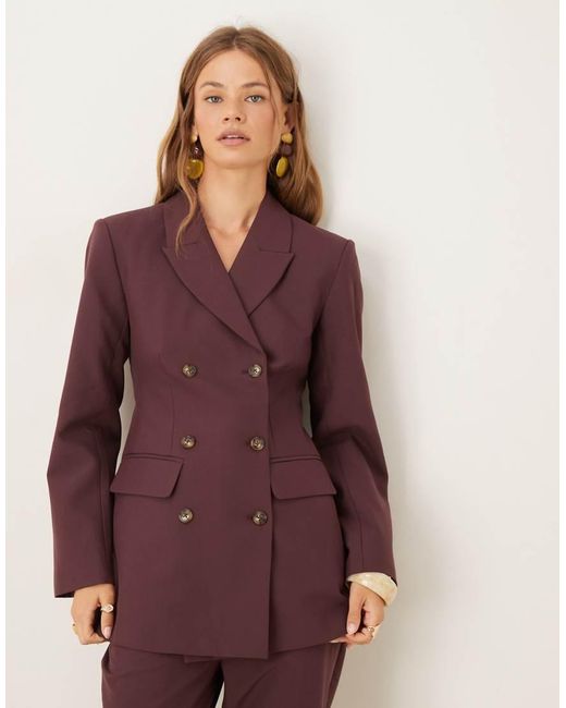 ASOS Elegant Ruimvallend Double Breasted Blazerpak in het Purple