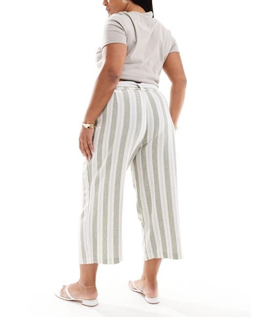 ONLY Multicolor Linen Mix Culotte Trousers With Belt