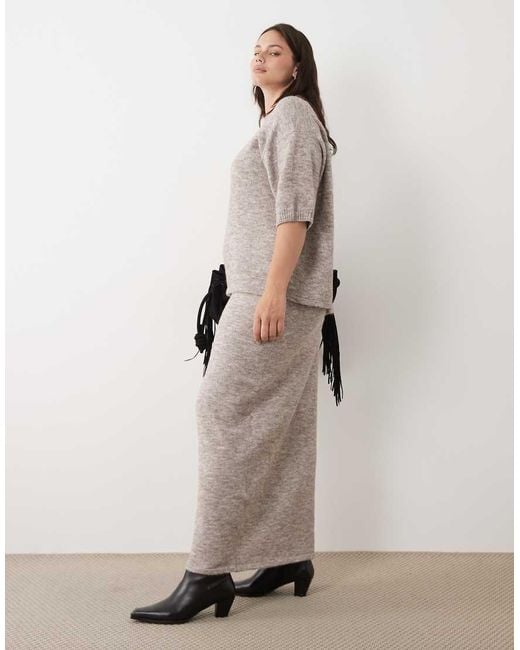 ASOS Brown Asos Design Curve Midaxi Skirt With Wool Co-Ord